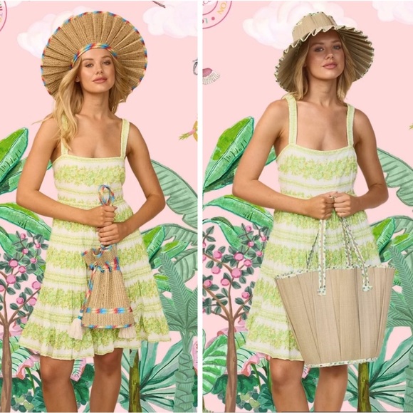 Alemais Dresses & Skirts - Alemais Jolene Dress Size 10 US 6 Green Floral Tiered Organic Cotton Mini Vacay